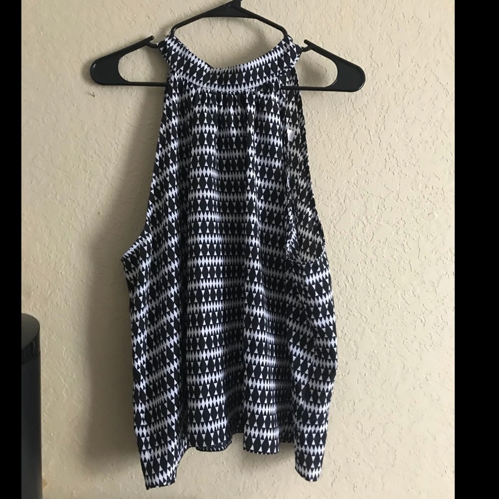 Geometric halter top blouse